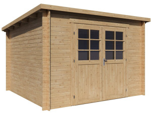 Rowan" houten tuinhuisje met enkele helling - 9,5 m² - 28 mm - Beige
