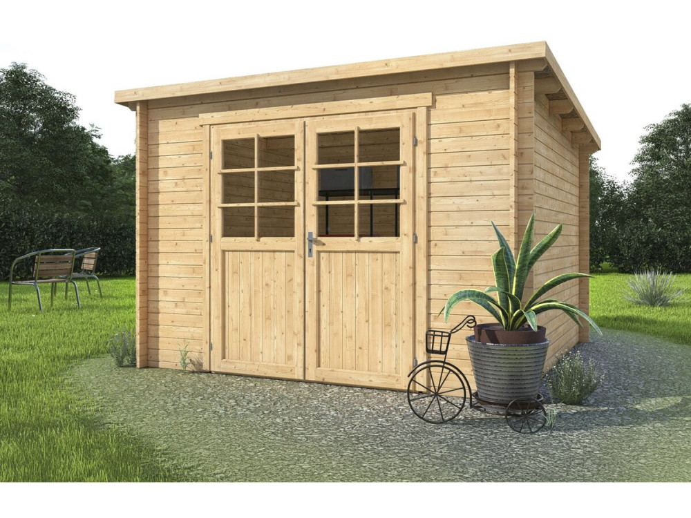 Rowan" houten tuinhuisje met enkele helling - 9,5 m² - 28 mm - Beige