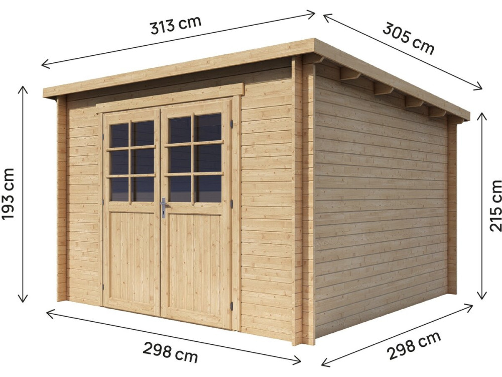 Rowan" houten tuinhuisje met enkele helling - 9,5 m² - 28 mm - Beige