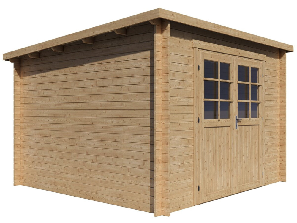 Rowan" houten tuinhuisje met enkele helling - 9,5 m² - 28 mm - Beige