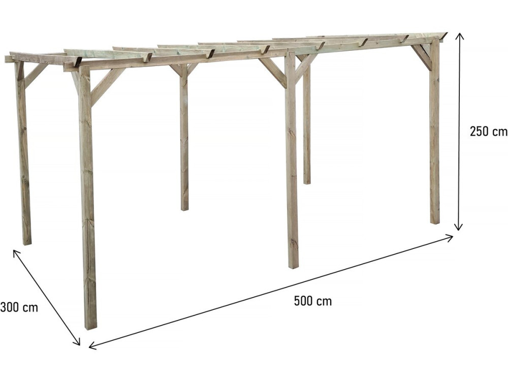 Carport hout "Solar II" 3 x 5 x 2,4 m