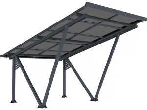 Carport met zonnepanelen zonwering overkapping - 366 x 575 x 366 cm - Grijs - 4,1 kW