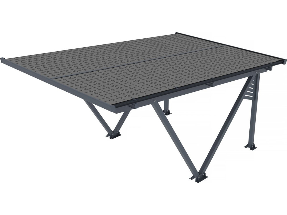 Carport met zonnepanelen zonwering overkapping - 366 x 575 x 366 cm - Grijs - 4,1 kW