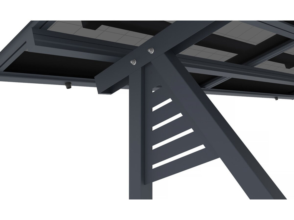 Carport met zonnepanelen zonwering overkapping - 366 x 575 x 366 cm - Grijs - 4,1 kW