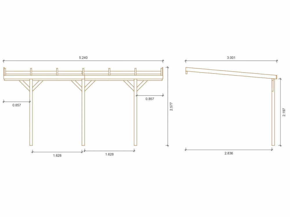 Carport hout aanbouw " Solar 2 " - 300 x 454 x 245 cm