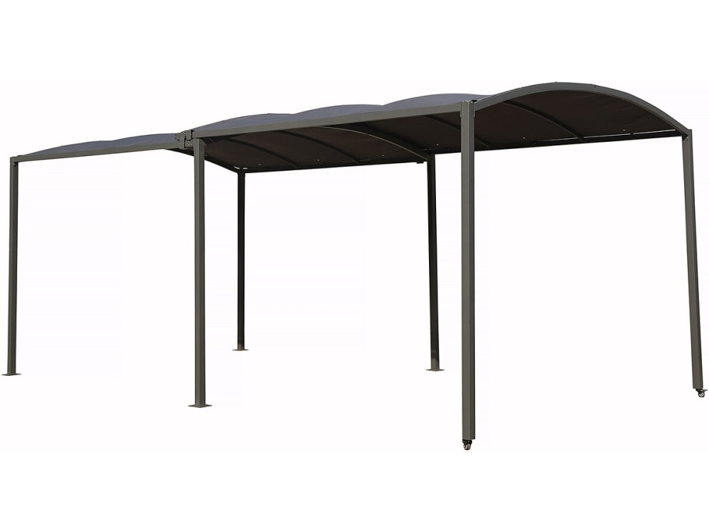 Uitschuifbare metalen carport "Mathis" - 303/566 x 295 x 240 cm - Antraciet