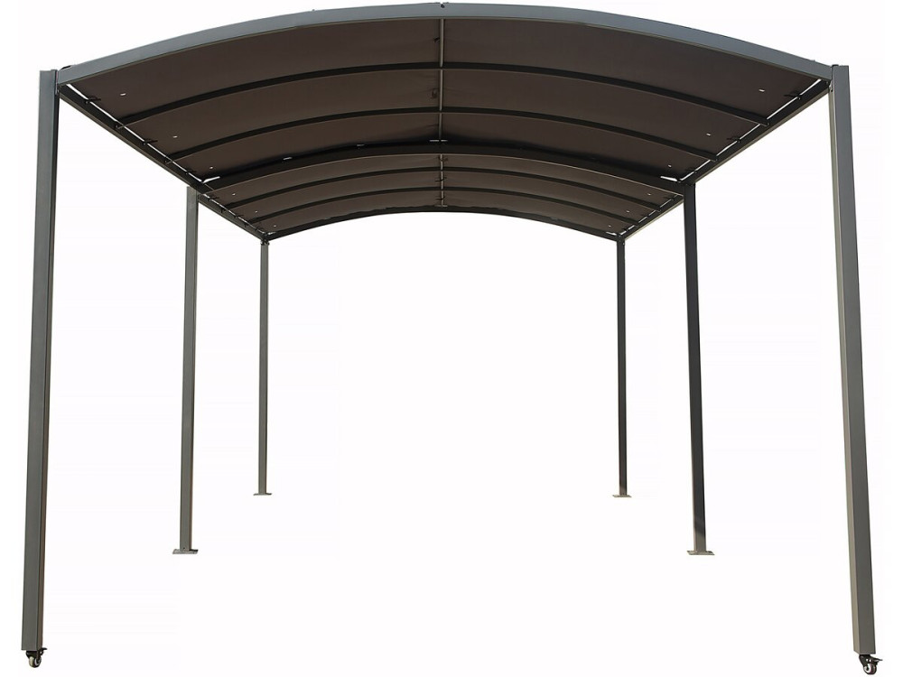 Uitschuifbare metalen carport "Mathis" - 303/566 x 295 x 240 cm - Antraciet