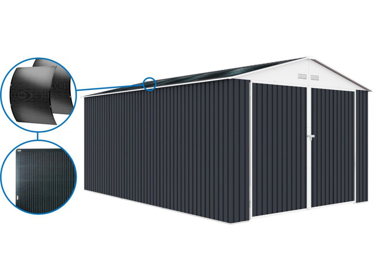 Garage auto schuur metaal "Houston" - 15,36 m² met zonnepanelen - Antraciet