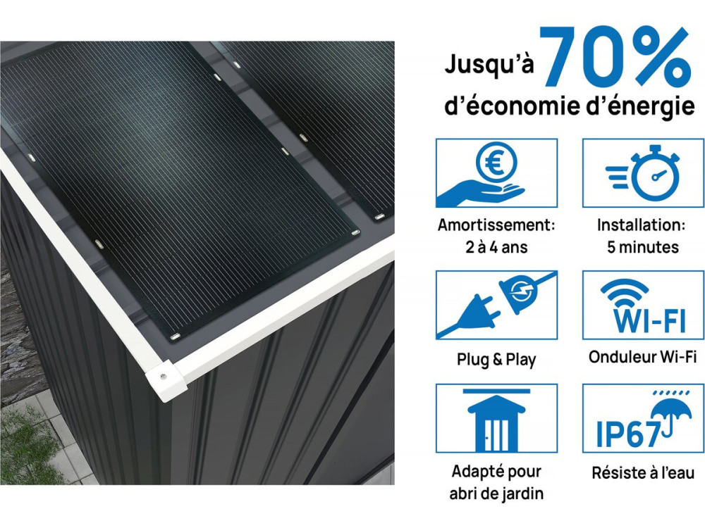 Garage auto schuur metaal "Houston" - 15,36 m² met zonnepanelen - Antraciet