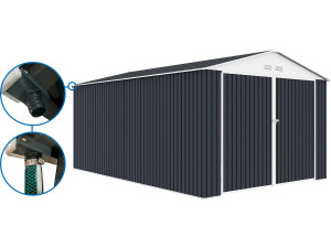 Garage auto schuur metaal "Houston" - 18,56 m² met goot - Antraciet