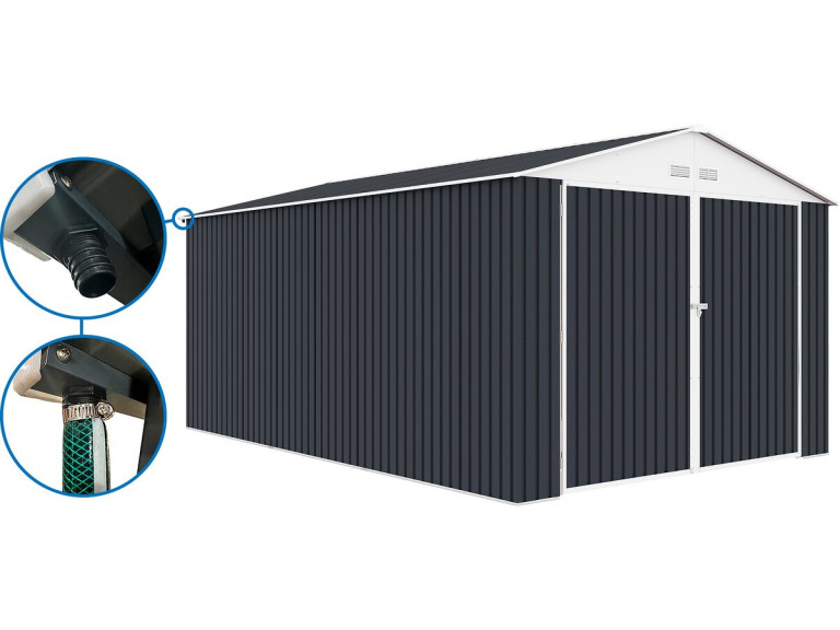 Garage auto schuur metaal "Houston" - 18,56 m² met goot - Antraciet