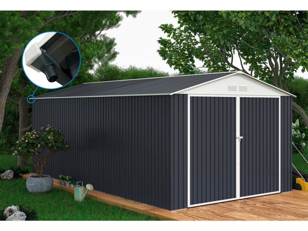 Garage auto schuur metaal "Houston" - 18,56 m² met goot - Antraciet