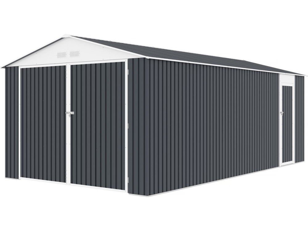 Garage auto schuur metaal "Houston" - 18,56 m² met goot - Antraciet