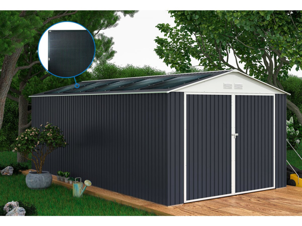 Garage auto schuur metaal "Houston" - 18,56 m² met zonnepanelen - Antraciet