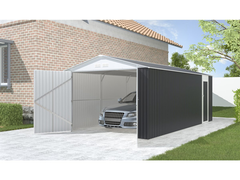 Garage auto schuur metaal "Houston" 18,56 m²  - Antraciet