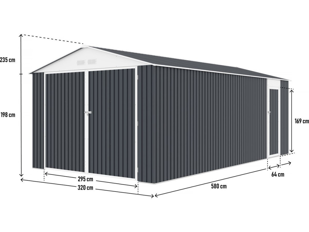Garage auto schuur metaal "Houston" 18,56 m²  - Antraciet