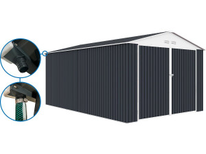 Garage auto schuur metaal "Houston" - 15,36 m² met goot  - Antraciet