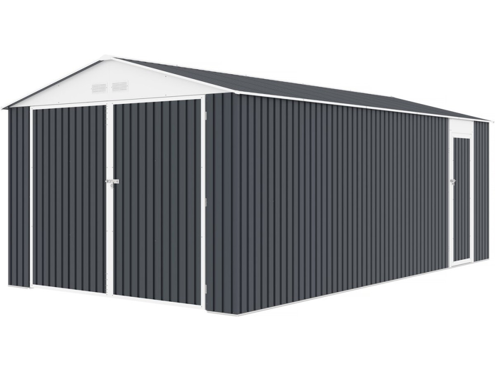 Garage auto schuur metaal "Houston" - 15,36 m² met goot  - Antraciet