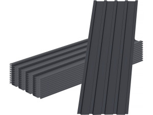 Set van 12 "Atlanta" gegalvaniseerde stalen gevelpanelen - 129 x 42 cm - Grijs