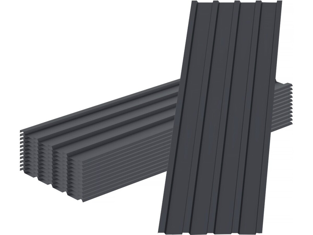 Set van 12 "Atlanta" gegalvaniseerde stalen gevelpanelen - 129 x 42 cm - Grijs