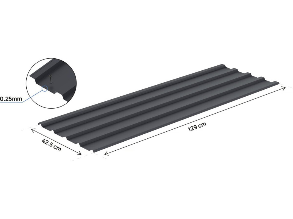 Set van 12 "Atlanta" gegalvaniseerde stalen gevelpanelen - 129 x 42 cm - Grijs