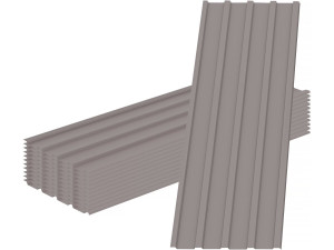 Set van 12 "Atlanta" gegalvaniseerde stalen gevelpanelen - 129 x 42 cm - Taupe