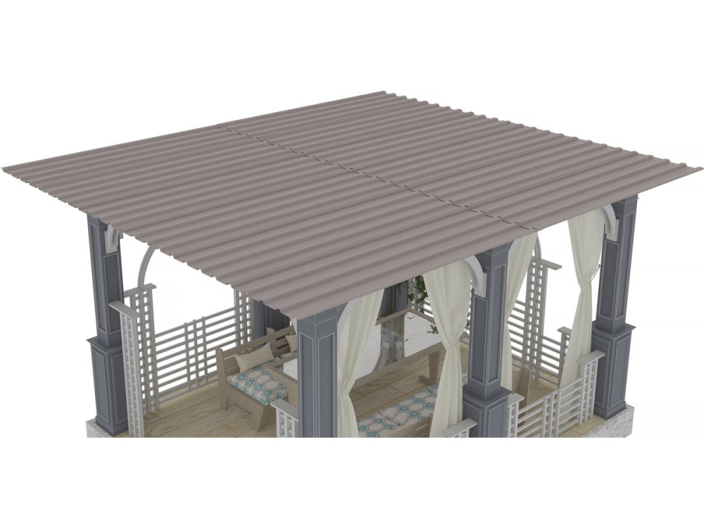 Set van 12 "Atlanta" gegalvaniseerde stalen gevelpanelen - 129 x 42 cm - Taupe