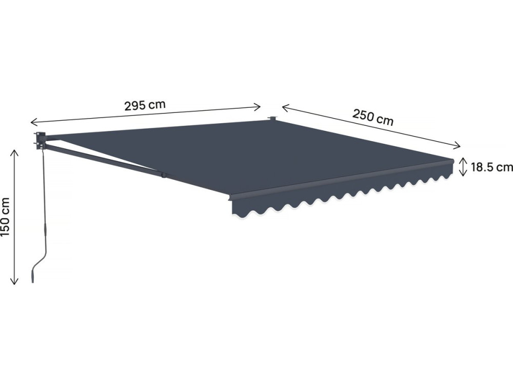 2,5 x 3 m "Ombra 3" oprolbare aluminium luifel - Antraciet grijs