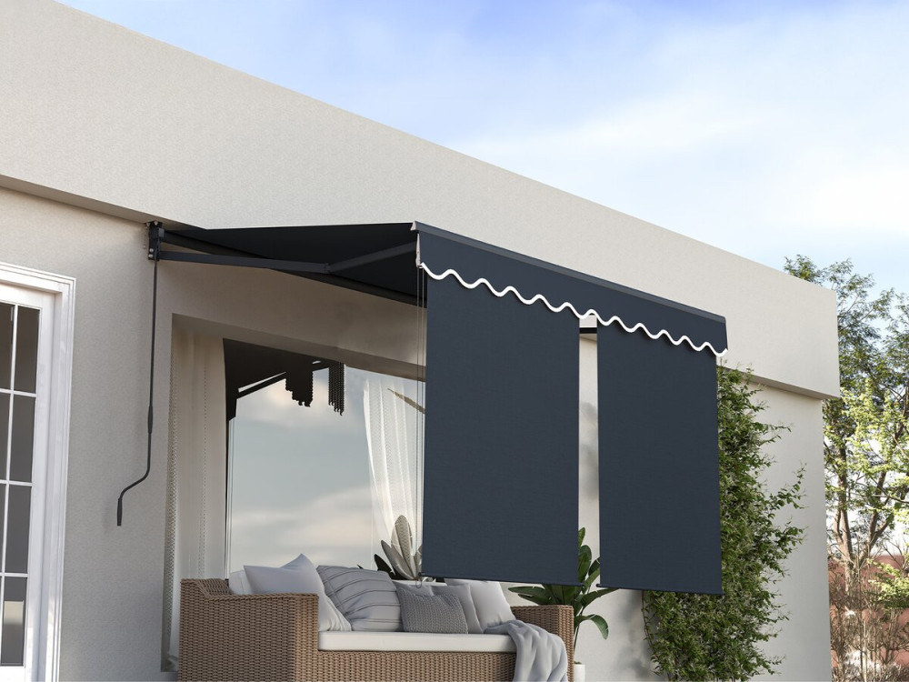 Shadow" zonnescherm met aluminium zijafscherming 2 x 3 m - Antraciet grijs