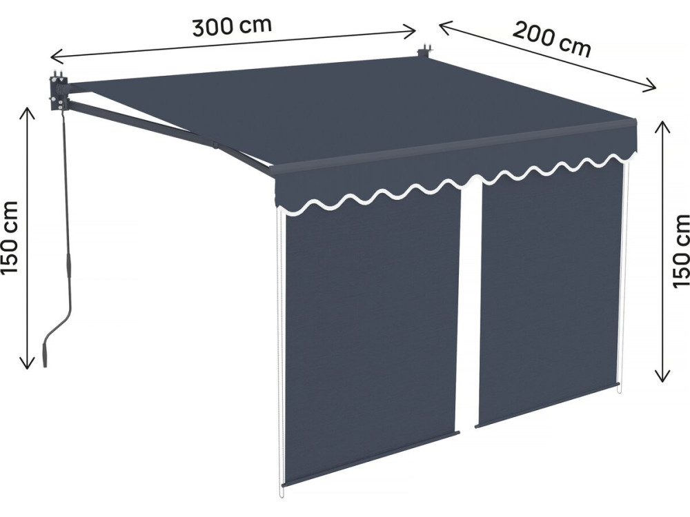 Shadow" zonnescherm met aluminium zijafscherming 2 x 3 m - Antraciet grijs