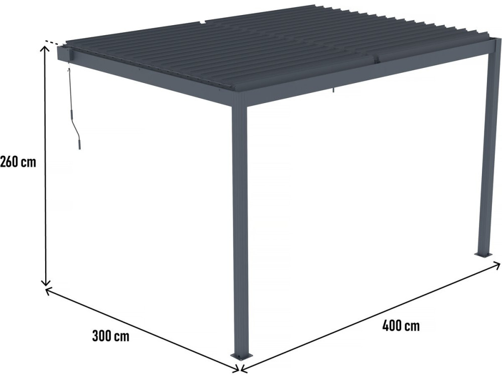 Pergola  terrasoverkapping zonwering verstelbaar met led verlichting aanbouw "Windsor" - 3 x 4 m - Antraciet