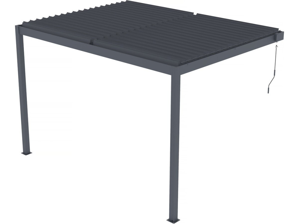 Pergola  terrasoverkapping zonwering verstelbaar met led verlichting aanbouw "Windsor" - 3 x 4 m - Antraciet