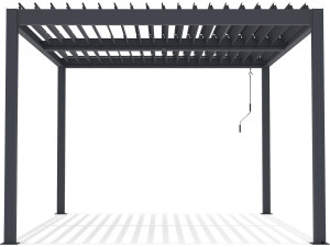 Pergola  terrasoverkapping zonwering 3 x 4 m verstelbaar aluminium met led verlichting "Windsor premium" - Grijs