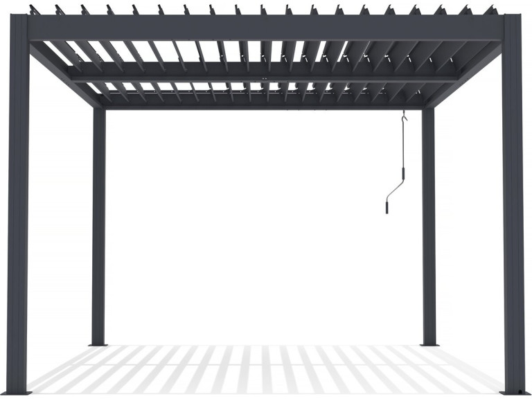 Pergola  terrasoverkapping zonwering 3 x 4 m verstelbaar aluminium met led verlichting "Windsor premium" - Grijs
