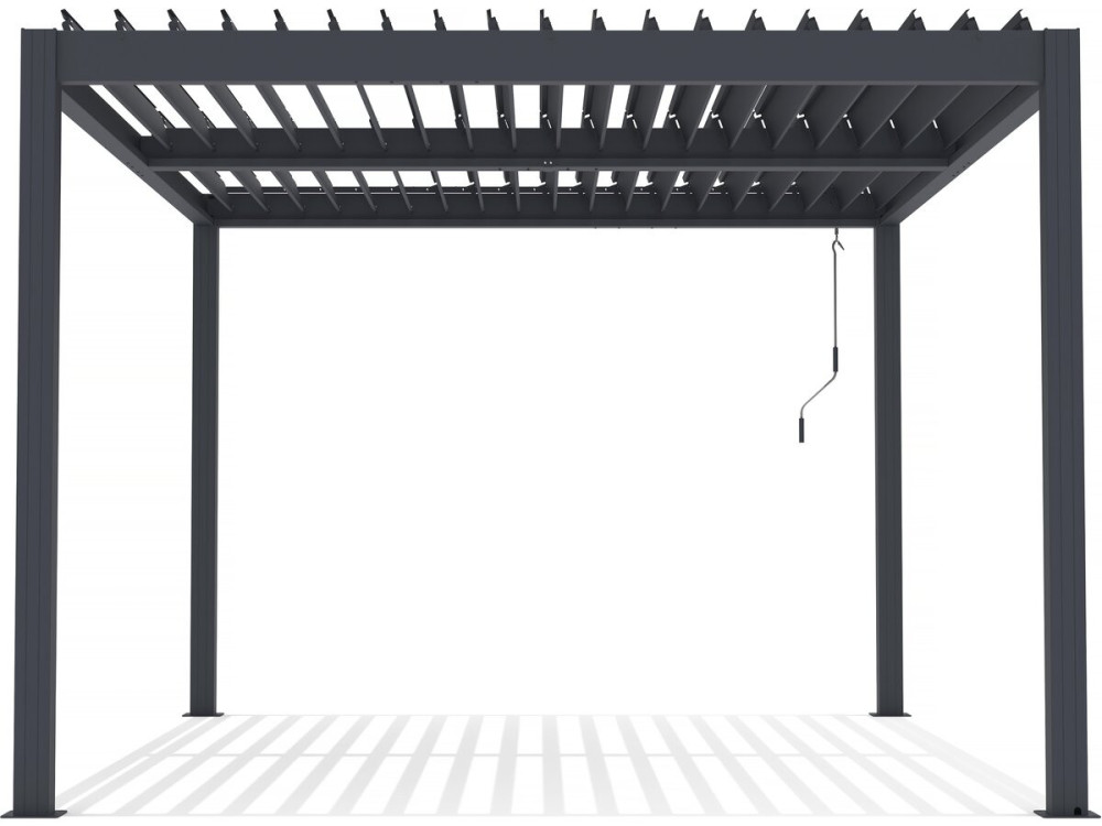 Pergola  terrasoverkapping zonwering 3 x 4 m verstelbaar aluminium met led verlichting "Windsor premium" - Grijs