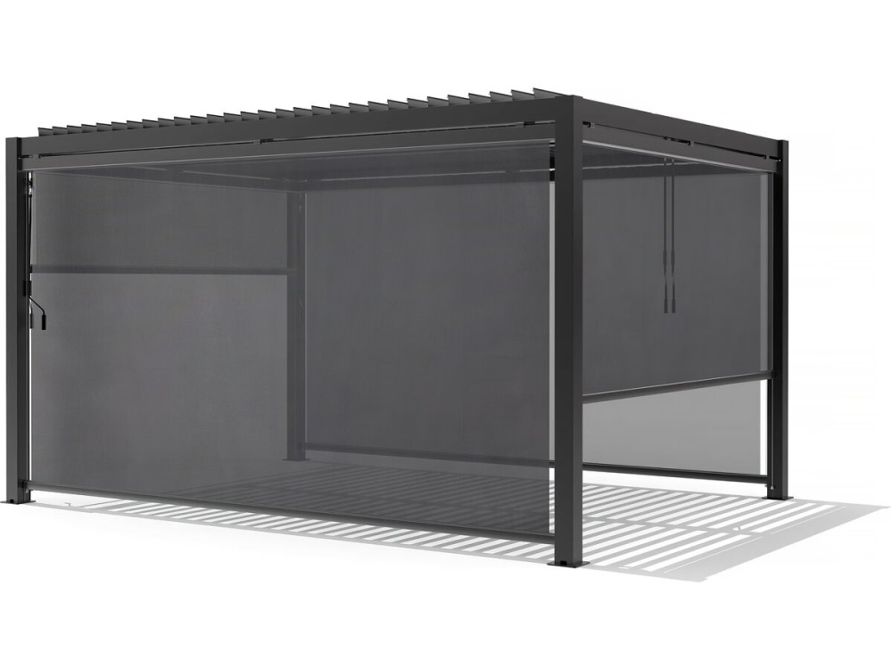 Pergola rolgordijn zonwering - 370 x 204 cm - Grijs antraciet
