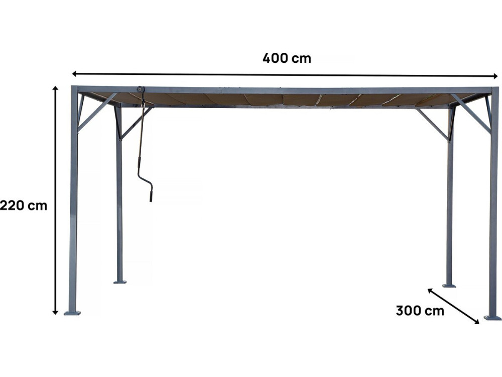 Pergola 3 x 4 m zonwering verstelbaar schaduwdoek "Lodge" - Taupe - grijs bruin