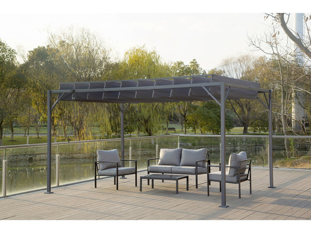 Pergola 3 x 4 m zonwering verstelbaar schaduwdoek "Lodge" - Antraciet