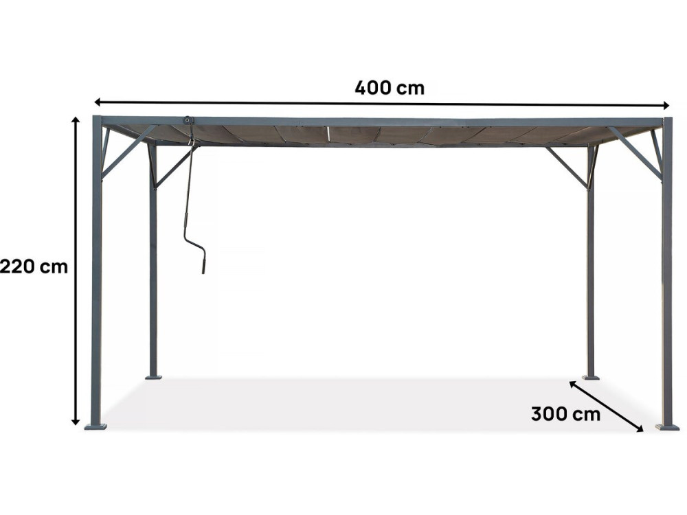 Pergola 3 x 4 m zonwering verstelbaar schaduwdoek "Lodge" - Antraciet