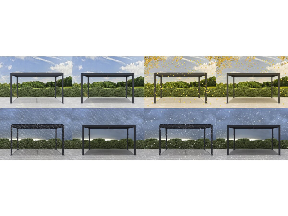 Pergola terrasoverkapping zonwering verstelbaar aluminium "Windsor" - 3 x 4 m - Antraciet