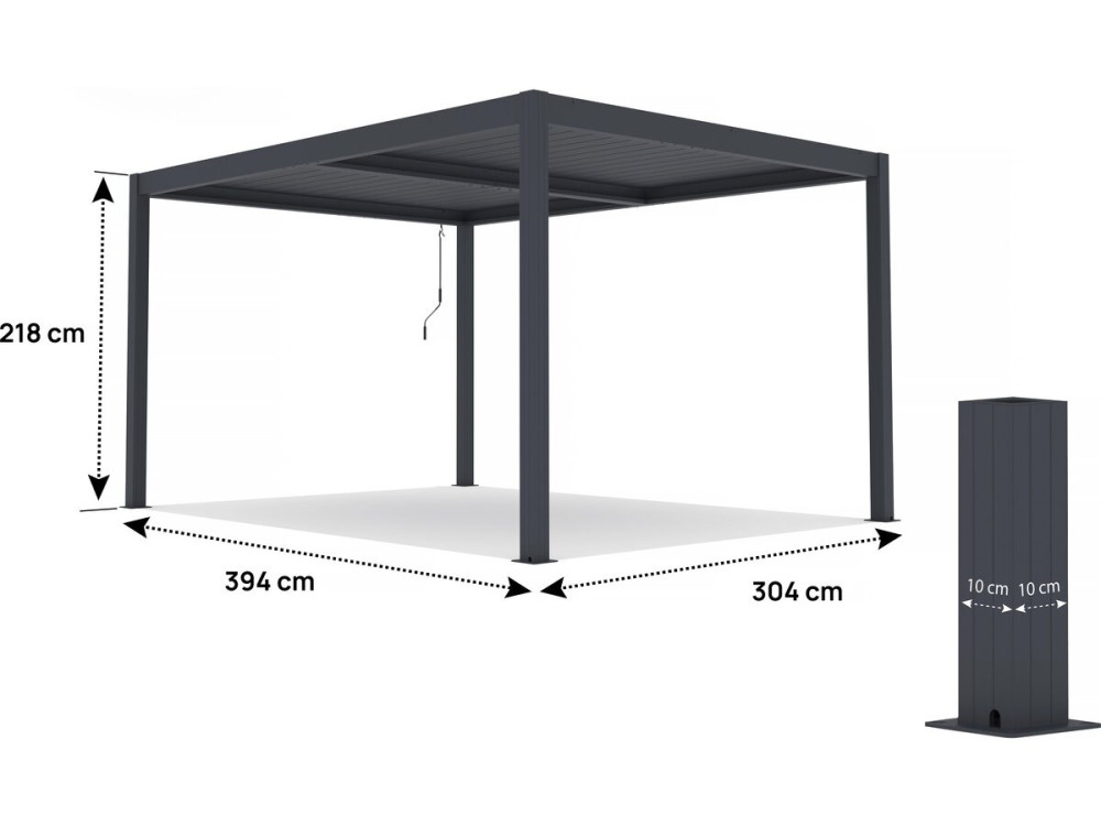 Pergola terrasoverkapping zonwering verstelbaar aluminium "Windsor" - 3 x 4 m - Antraciet