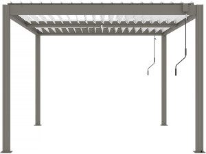 Pergola terrasoverkapping zonwering verstelbaar aluminium "Windsor" - 3 x 4 m - Taupe - grijs bruin