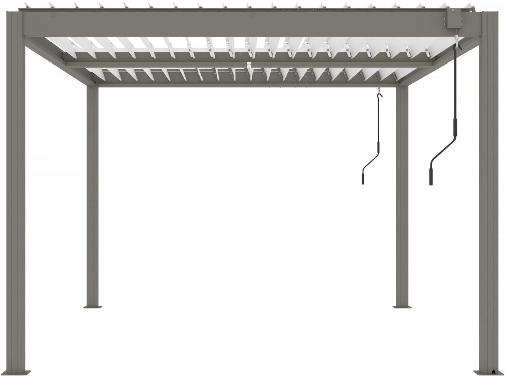 Pergola terrasoverkapping zonwering verstelbaar aluminium "Windsor" - 3 x 4 m - Taupe - grijs bruin