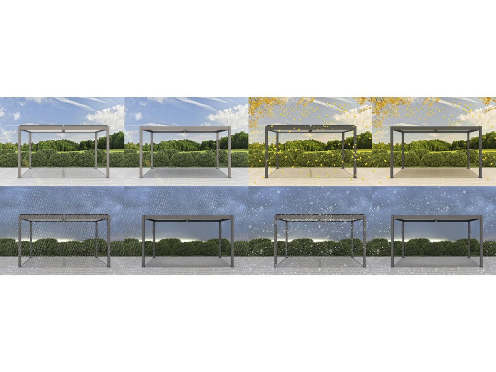 Pergola terrasoverkapping zonwering verstelbaar aluminium "Windsor" - 3 x 4 m - Taupe - grijs bruin