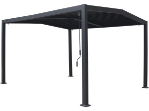Pergola terrasoverkapping puntdak zonwering verstelbaar aluminium metaal "Victoria"- 3,5 x 4 m - Grijs