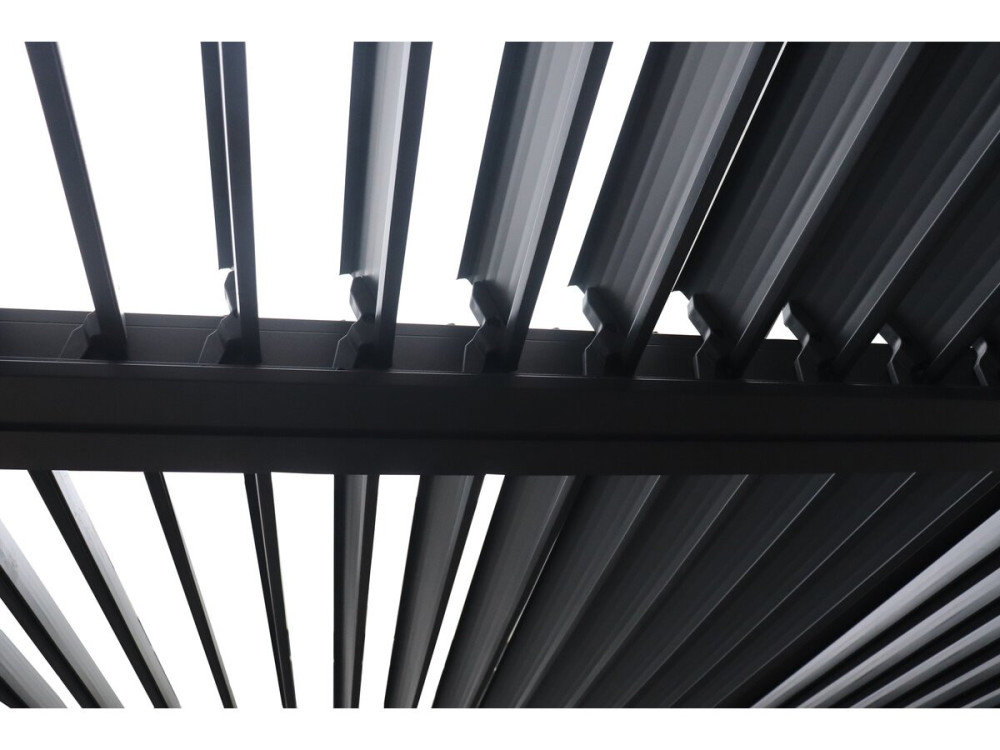 Pergola terrasoverkapping puntdak zonwering verstelbaar aluminium metaal "Victoria"- 3,5 x 4 m - Grijs