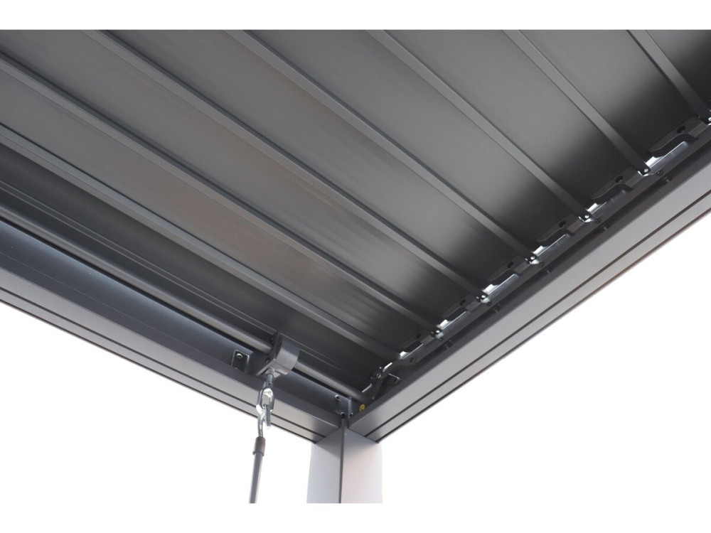 Pergola terrasoverkapping puntdak zonwering verstelbaar aluminium metaal "Victoria"- 3,5 x 4 m - Grijs