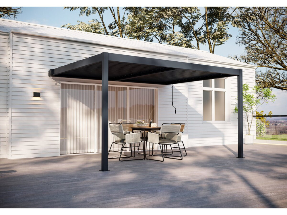 "Windsor" aluminium aanbouwpergola - antracietgrijs - 3 x 4 m