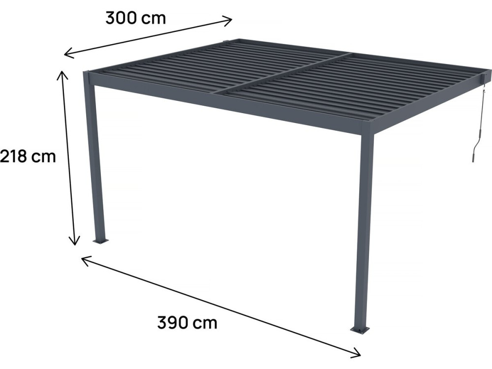 "Windsor" aluminium aanbouwpergola - antracietgrijs - 3 x 4 m