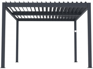 Pergola zonwering 3 x 4 m elektrisch verstelbaar aluminium met led verlichting "Windsor" - Grijs